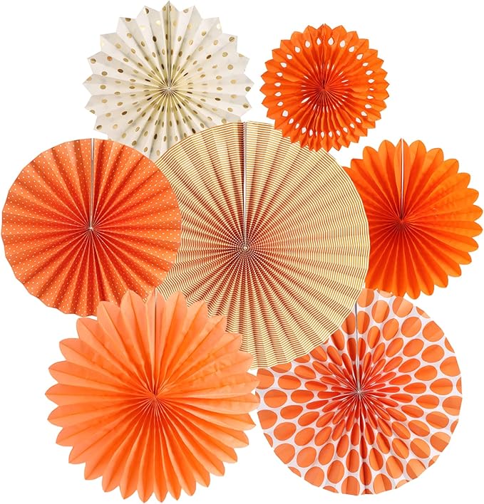 Easy Joy Paper Fans Party Decorations Orange Hanging Paper Fans Sunshine Party by EasyJoy
