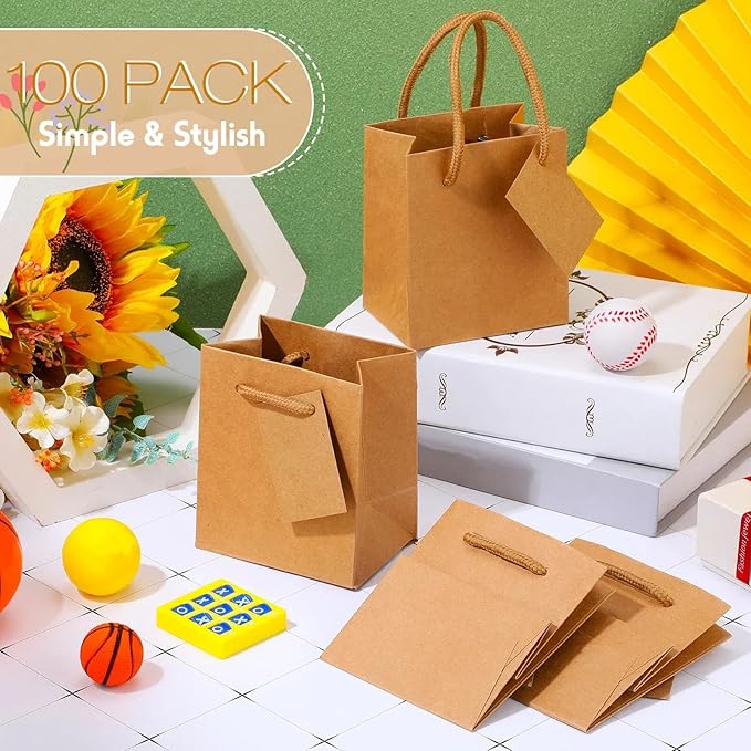 Sherr 100 Pack Mini Gift Bags Bulk, 4 x 2.75 x 4.5 Inches Paper Bags - Image 6