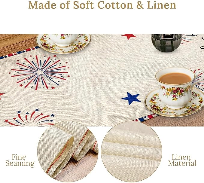 Cute Patriotic Gnomes Table Runner, American Independence Day 4th of July Gnome - Image 6