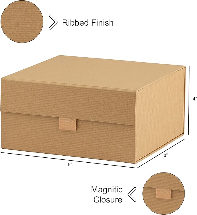 Purple Q Crafts 5 Pack Brown Kraft Ribbed Hard Gift Box - Image 3