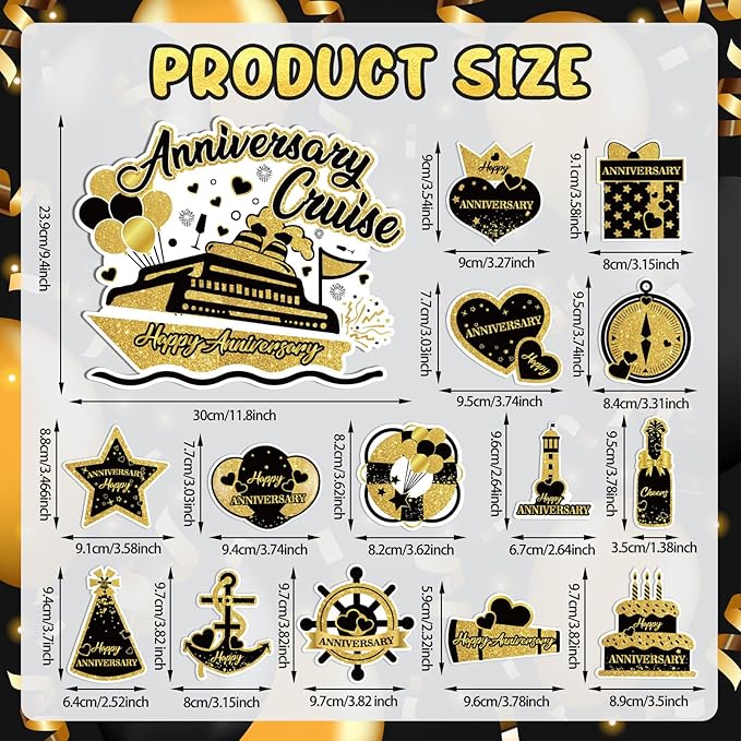 Happy Anniversary Cruise Door Magnets Decorations - Image 7