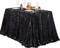 QueenDream Black Sequin Tablecloth 60" x 102" Black Table Cloth Rectangle by QueenDream