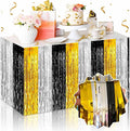3 Pack 29 x108 Inch Black Gold Silver Foil Fringe Table Skirts Metallic Banner by LANTIANCHEN