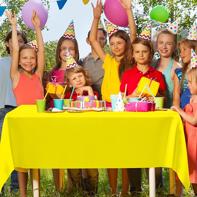 QZYL 12 PCS Yellow Rectangle Tablecloth, Disposable Plastic Picnic Table Cover - Image 9