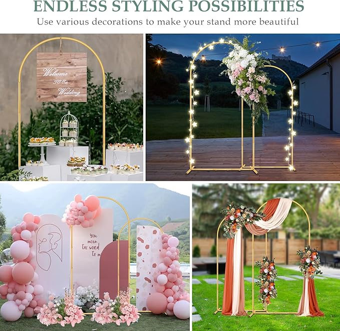 Wedding Arch Backdrop Stand 7.2FT, 6FT Set of 2 - Image 7