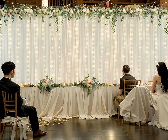 20ft x 10ft Ivory Tulle Photo Backdrop Curtain - Image 5