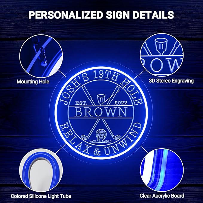 Custom LED 19th Hole Golf Neon Sign, Personalized Neon Name Signs - Image 6