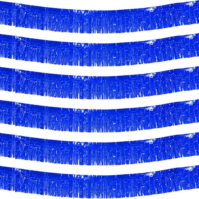 We Moment 6 Pack 10 Feet Blue Foil Fringe Garland Streamers Metallic Tinsel by We+Moment