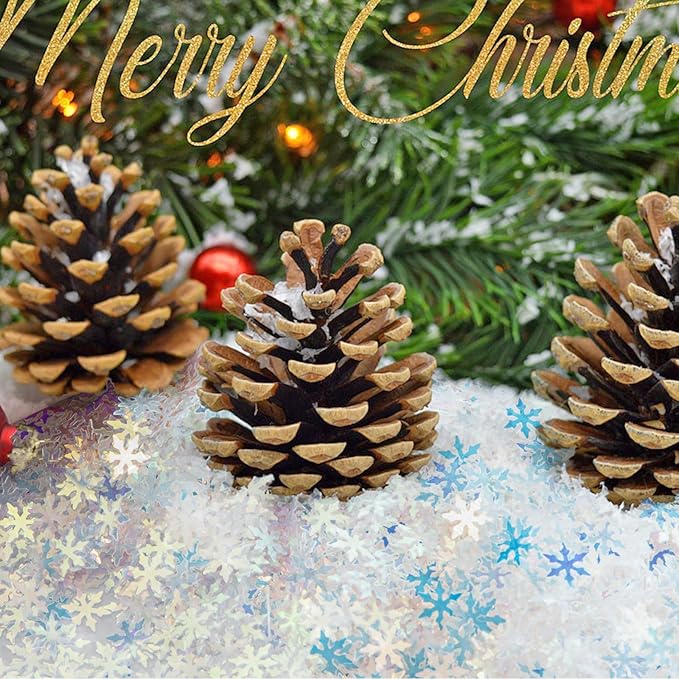 2000pcs/50g Christmas Snowflakes Confetti Decorations, Iridescent Snowflake - Image 7