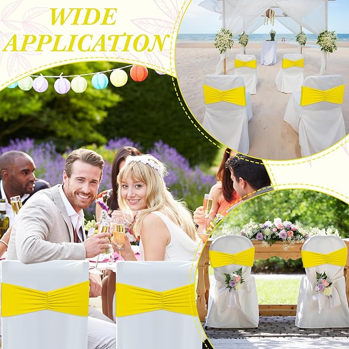 Moukeren 100 Pcs Spandex Chair Sashes Bows Bands Slider Sashes - Image 7