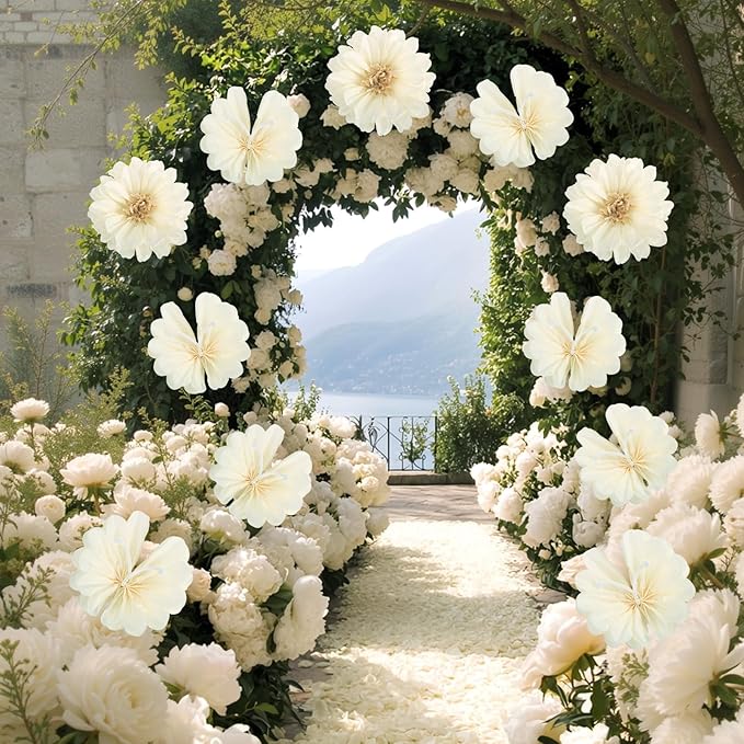 12PCS White Daisy Tissue Paper Pom Poms, Butterfly Birthday Decorations - Image 6