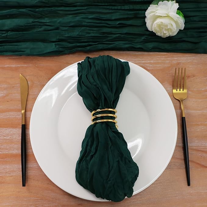 Snowkingdom 6 PCS Emerald Green Table Runner 120 Inch 10 Ft Rustic Boho Dark - Image 2