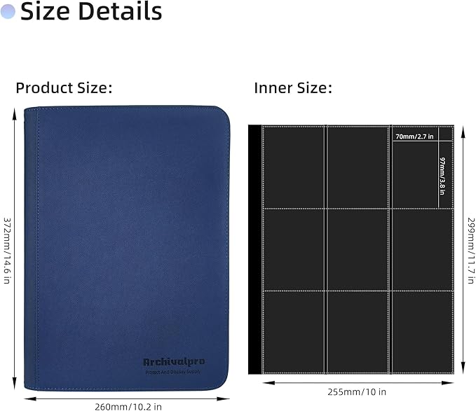 9 Pockets Premium Card Binder 360 Cards Trading Card Binders Zip Card Storage - Image 2