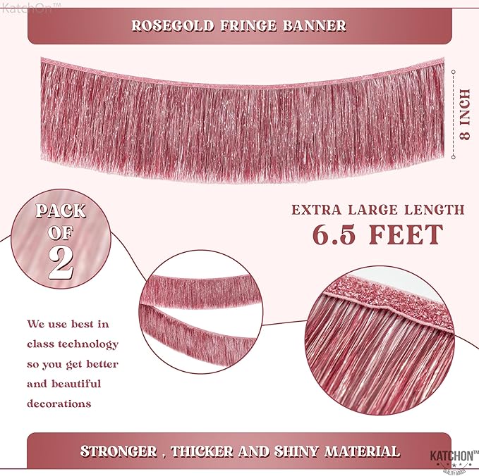 KatchOn, XtraLarge Rose Gold Fringe Banner - Image 2