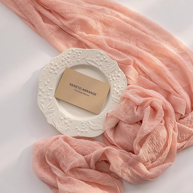 3pcs Pink Gauze Rustic Cheesecloth Table Runner 120 Inch 10 FT - Image 2