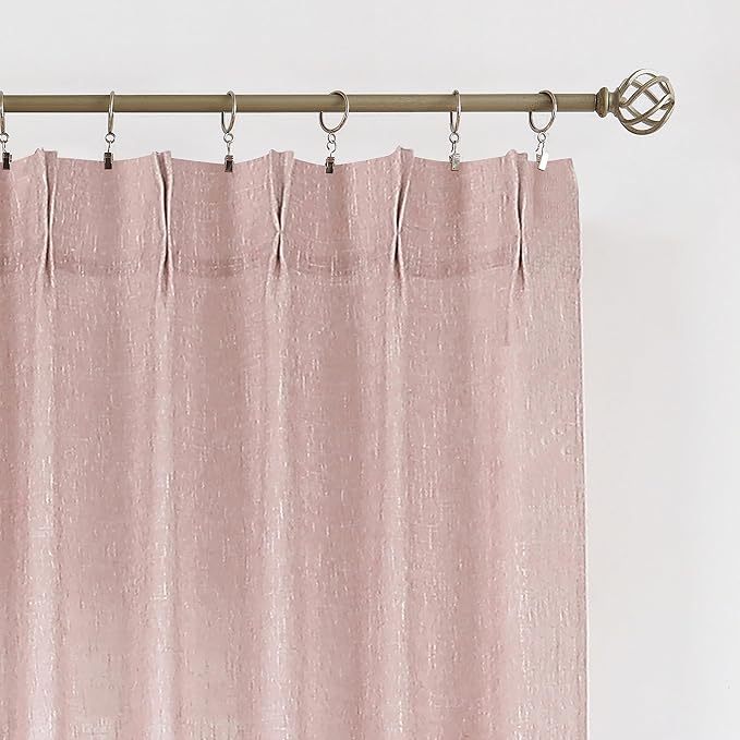 Vision Home Pink Pinch Pleated Semi Sheer Curtains - Image 8
