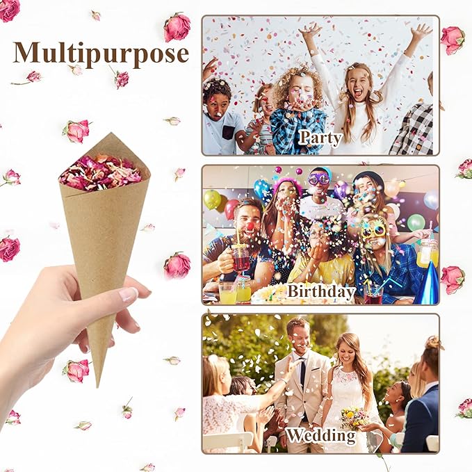 30 Pieces biodegradable confetti Cones and Stand Tray Paper Cone Box 30 Holes - Image 3