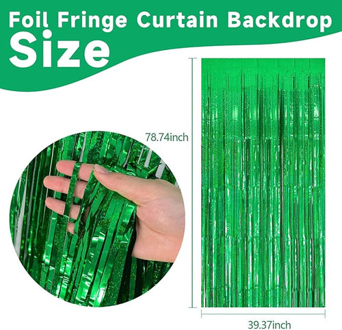 10 Pack Green Streamers Metallic Foil Fringe Curtain Backdrop - Image 2