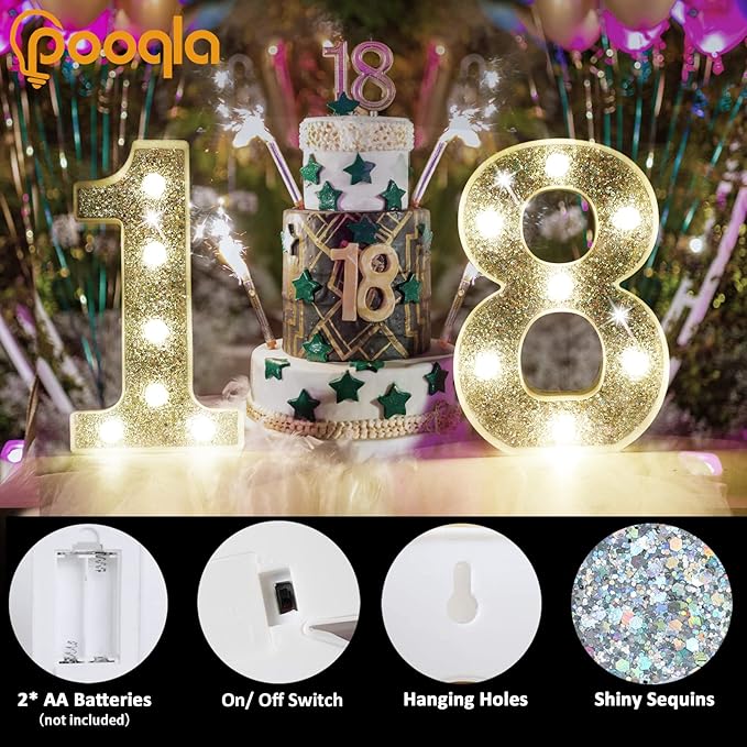Pooqla Marquee Light up Numbers, Lighted Numbers - Image 3