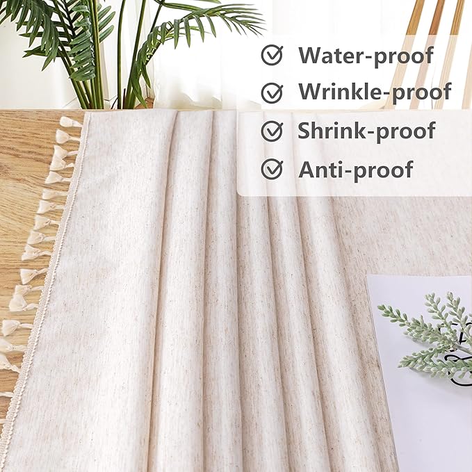 MYSKY HOME Table Cloth 60 in Round Cotton Tablecloth, Heavy Duty Linen Look - Image 4