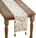 ISAENNE Designer Chinoiserie Elegant Linen Floral Table Runner 87 Inches Long by Isaennehomedecoration
