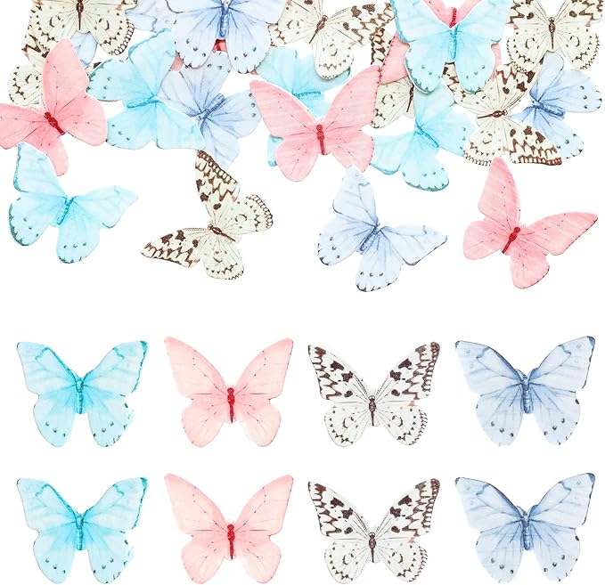 Ephlyn 48Pcs Edible Butterfly Cupcake Toppers Cupcake Picks Edible Butterfly - Image 4