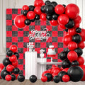 12PCS Black Red Shimmer Wall Backdrop, Square Sequin Photo Backdrops Panel by ZEBMOON