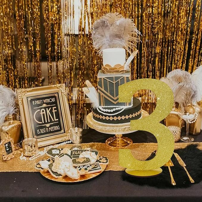 TONIFUL 11.8 Inch Gold Glitter Numbers Table Centerpieces 0-9 Birthday Party - Image 5