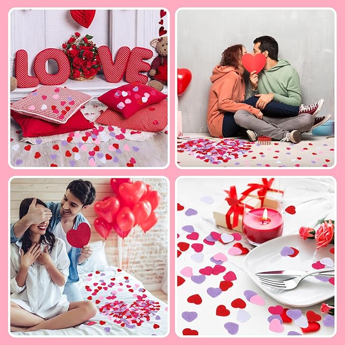 MARFOREVER Valentine's Day Felt Hearts Confetti, Heart Decorations Foam Confetti - Image 5