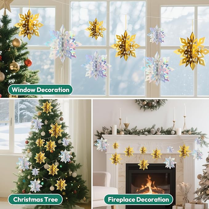 Benbilry 3D Hanging Snowflake Decorations - Image 4