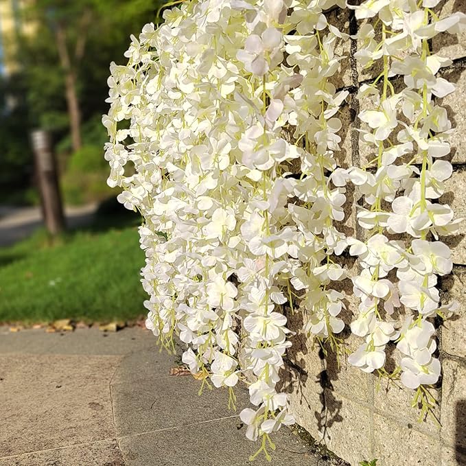 24 Pack Artificial Fake Wisteria Vine Ratta Hanging Garland Silk Flowers String - Image 4
