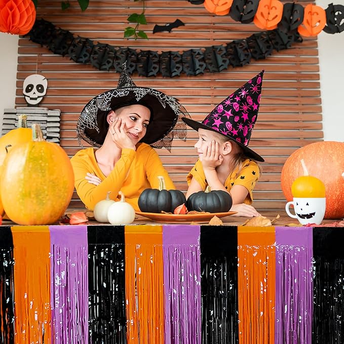6 Pack 30x108 Inch Halloween Table Skirt Decoration, Metallic Foil Fringe - Image 8