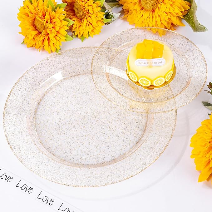 WDF 200PCS Gold Plastic Plates - Image 6