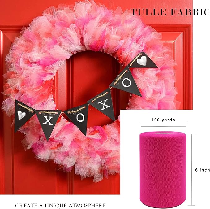 Fuchsia Tulle Fabric Roll 6 Inch X 300 FT Matte Tulle Ribbon Netting Mesh Spool - Image 4