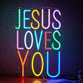 Jesus Loves You Neon sign Colorful Led Letters Sign Neon Light by JLEWUINH