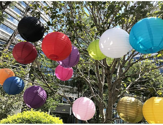 BEISHIDA 21 Pcs Red Blue White Round Paper Lanterns Decorative Hanging Asia - Image 6