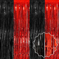 6 Pack Black and Red Foil Fringe Curtains Backdrop, 3.28 x 8.2 Ft Metallic by LANTIANCHEN