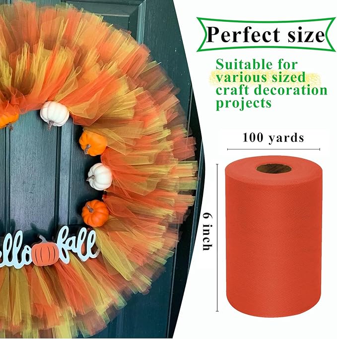 Terracotta Tulle Fabric Rolls 6 Inch by 100 Yards Fabric Spool Tulle Ribbon - Image 2