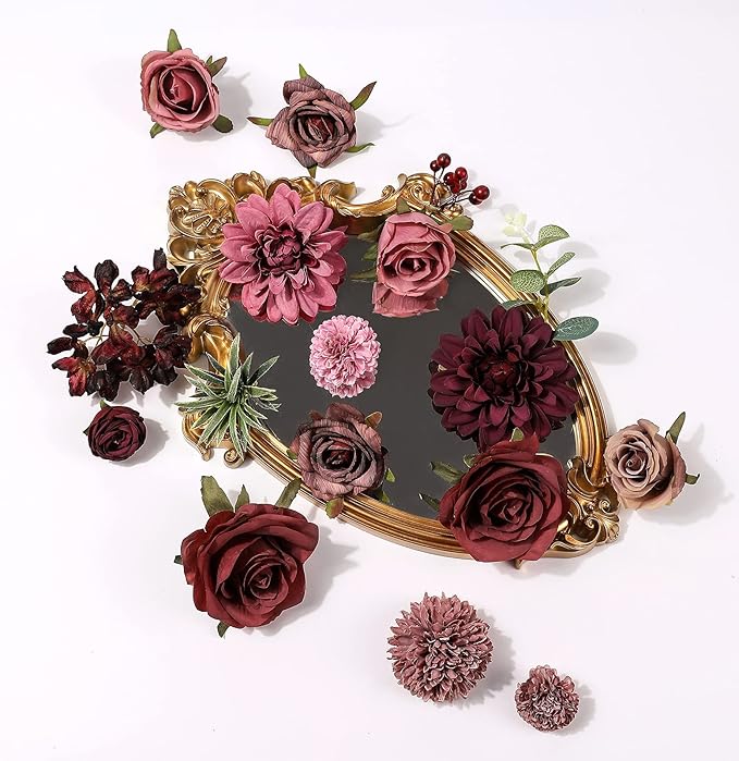 Serra Flora Artificial Flowers Combo Dahlia 25pcs Silk Fake Flowers Roses - Image 5