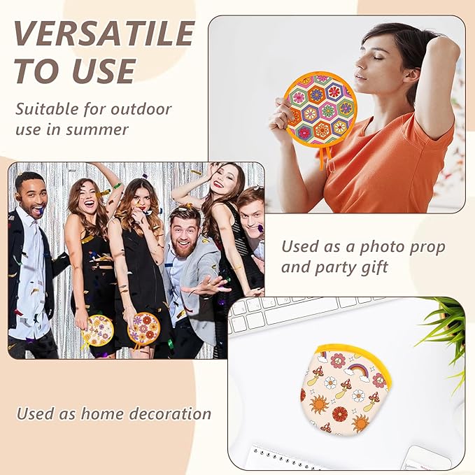 4 Styles Retro Hippie Round Foldable Hand Fan Japanese Foldable Fan Style - Image 4