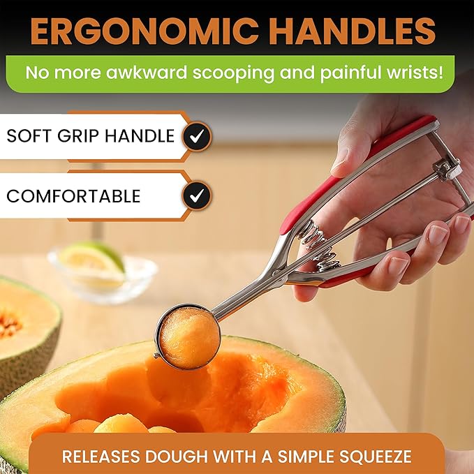Spring Chef Red Small 1 Tbsp Stainless Steel Cookie Scoop - Image 6