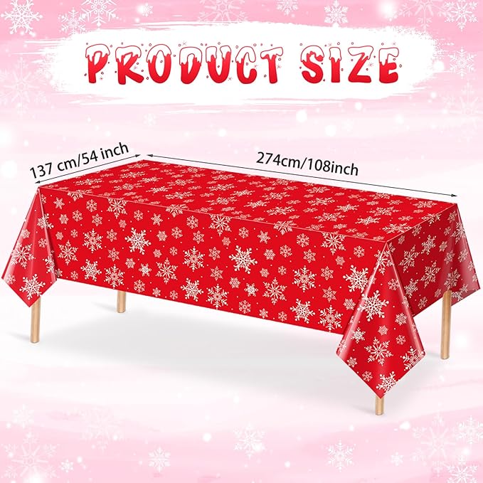 Jectivs 12 Pieces Christmas Snowflake Plastic Party Tablecloth Decorations - Image 2