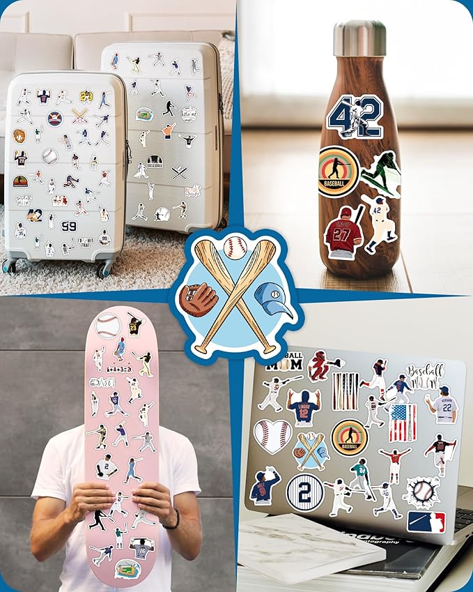 100 Pcs Sport Stickers for Kids, Baseball Water Bottle Stickers, Vinyl - Image 3