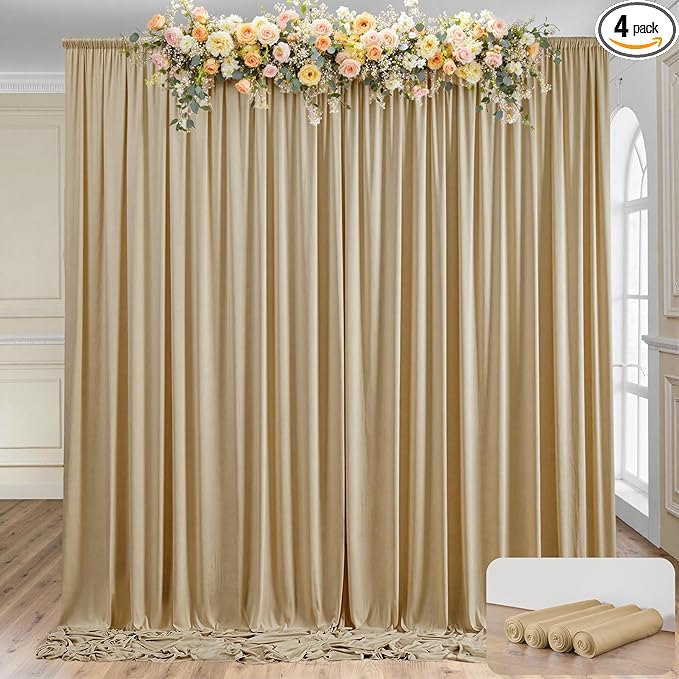 20×14 ft Wrinkle Free Beige Backdrop Curtain by ENJOYYOURPARTY