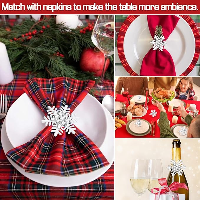 Halatool Christmas Napkin Rings Set of 8, Party Table Decoration - Image 7