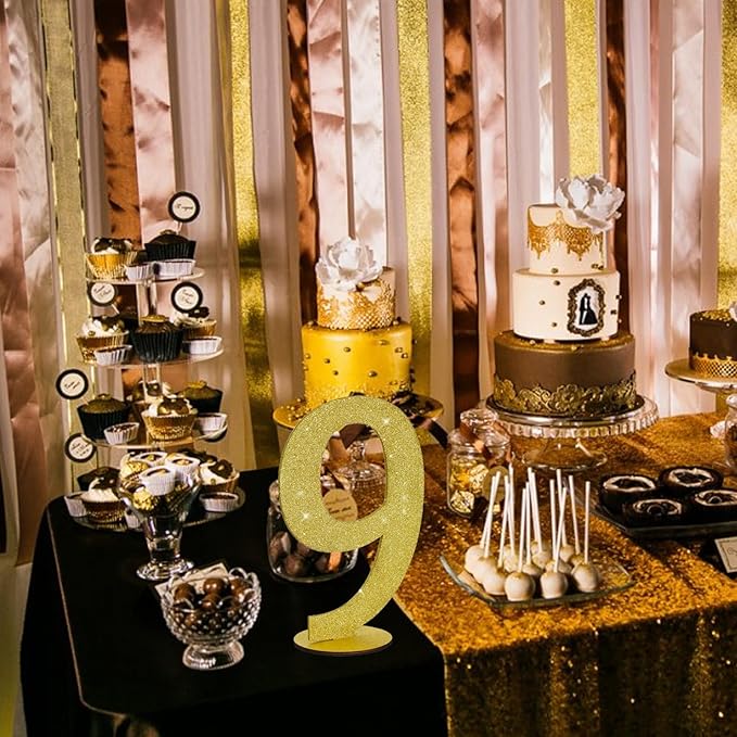 TONIFUL 11.8 Inch Gold Glitter Numbers Table Centerpieces 0-9 Birthday Party - Image 5