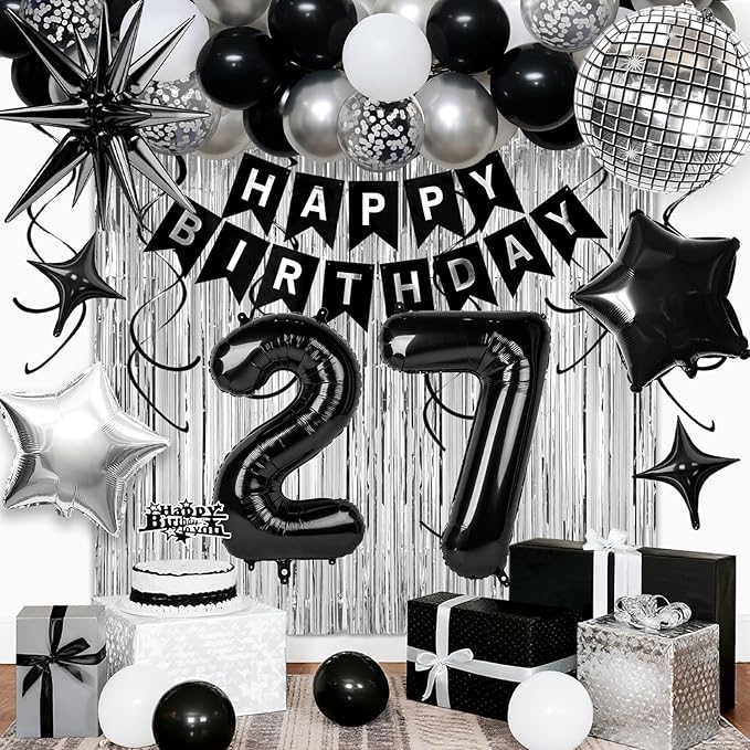 27th Birthday Decorations for Men Women, Fringe Curtains Kit by Birthdaypartyexpert