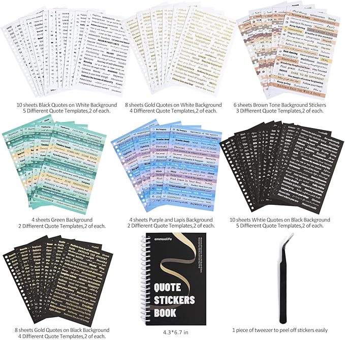 2500+ Pcs Word Stickers for Journaling, 50 Sheets Quote Sticker Gold Foil Art - Image 2