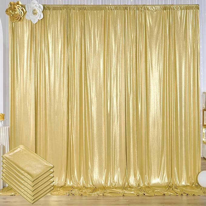 30x10 ft Wrinkle Free Gold Sequin Backdrop Curtain by ENJOYYOURPARTY