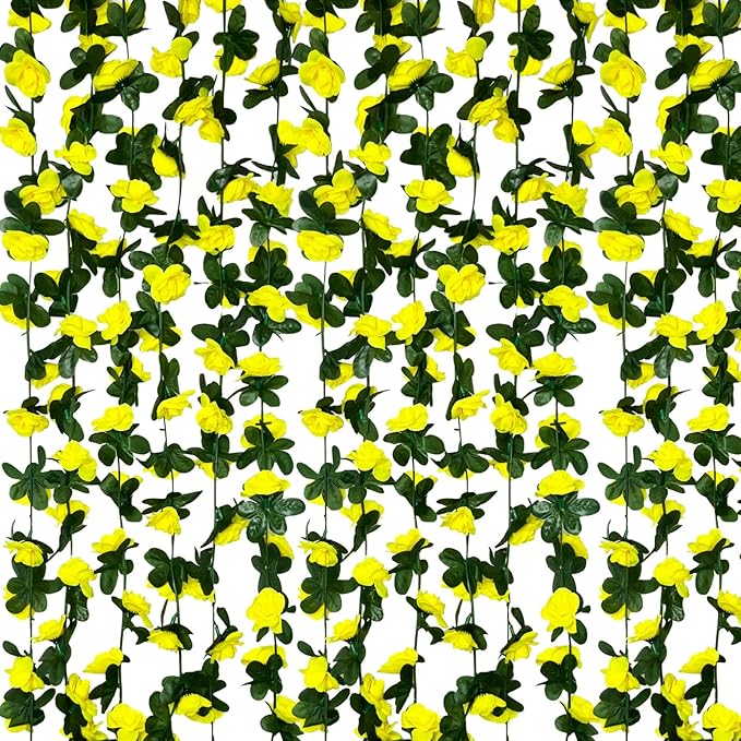 16Pcs 126Ft Yellow Rose Garland, Fake Rose Hanging Flowers, Artificial Flower by Tisspoms